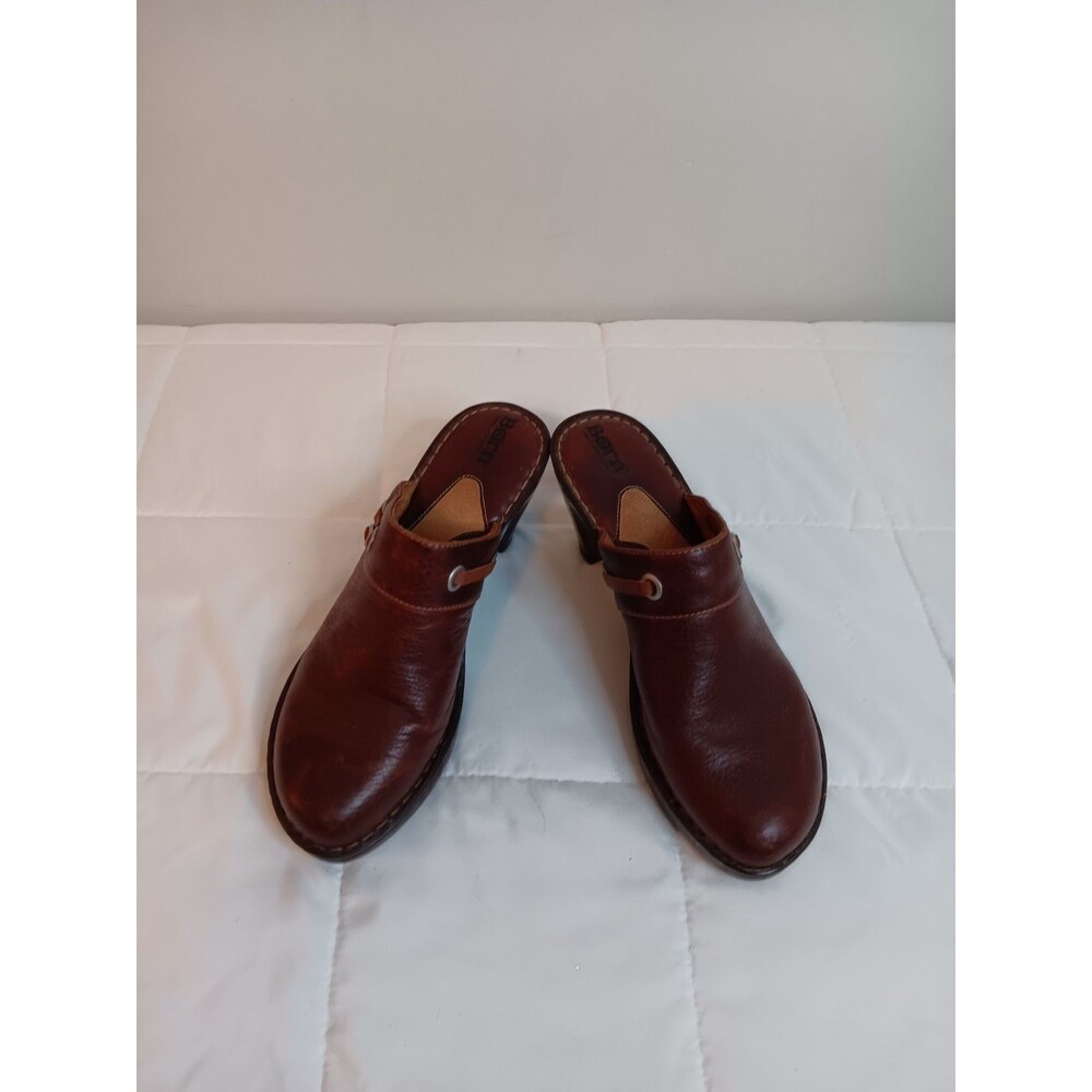 Born Leather Corll Ceadar Brown Leather Mule Clog Sz 10